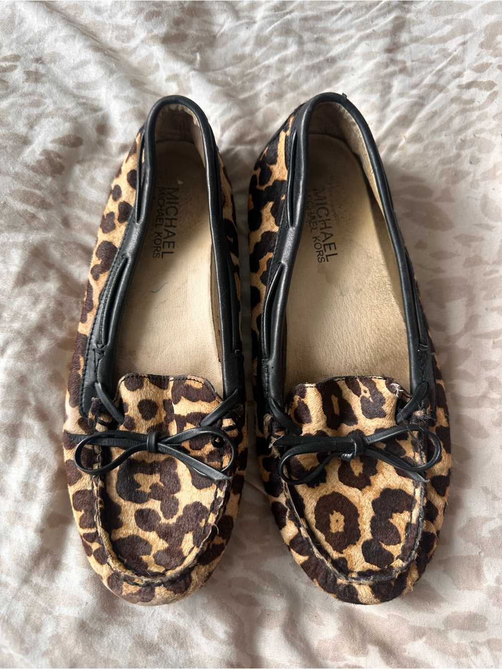 MICHAEL Michael Kors Leopard Print Moccasins with Black Trim